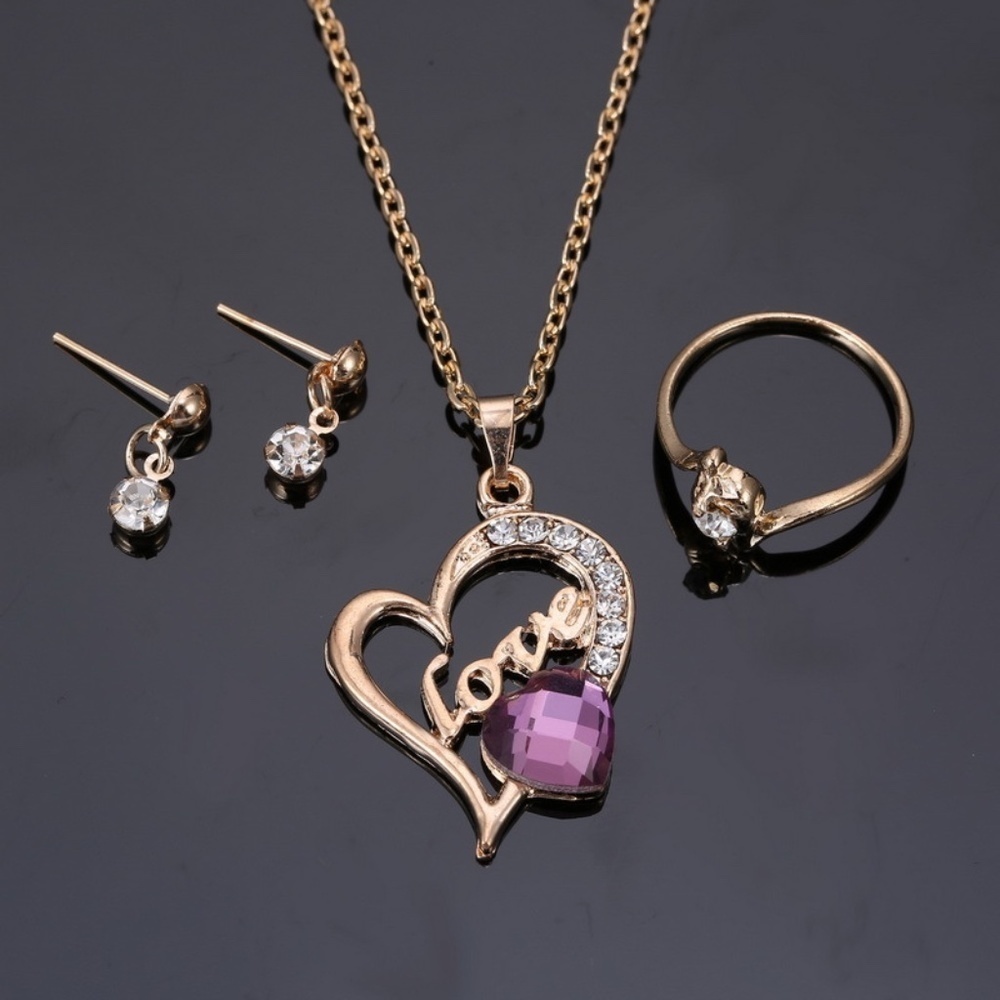 *GABRIELLA* 4-Pc Gold x Purple Fashion Jewelry Set